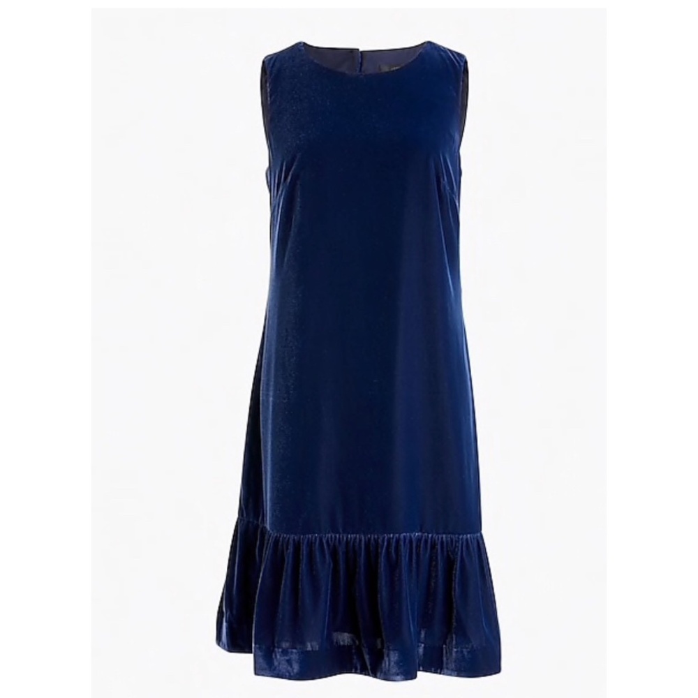 J.Crew Velvet Ruffle-hem Dress EUC